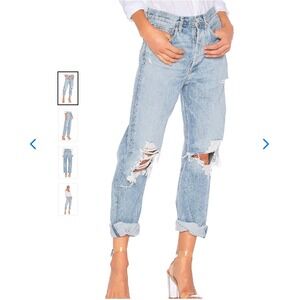 AGOLDE 90s Mid Rise Loose Fit Fall Out Jeans Sz 32 Distressed Denim Y2K Minimal